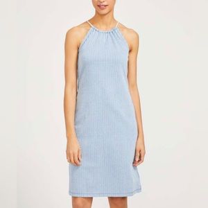 NWT J McLaughlin Indigo/White Striped Maria Halter Dress sz S